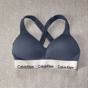 Calvin Klein Blue Modern Cotton Padded Push Up Bralette Sz Sm